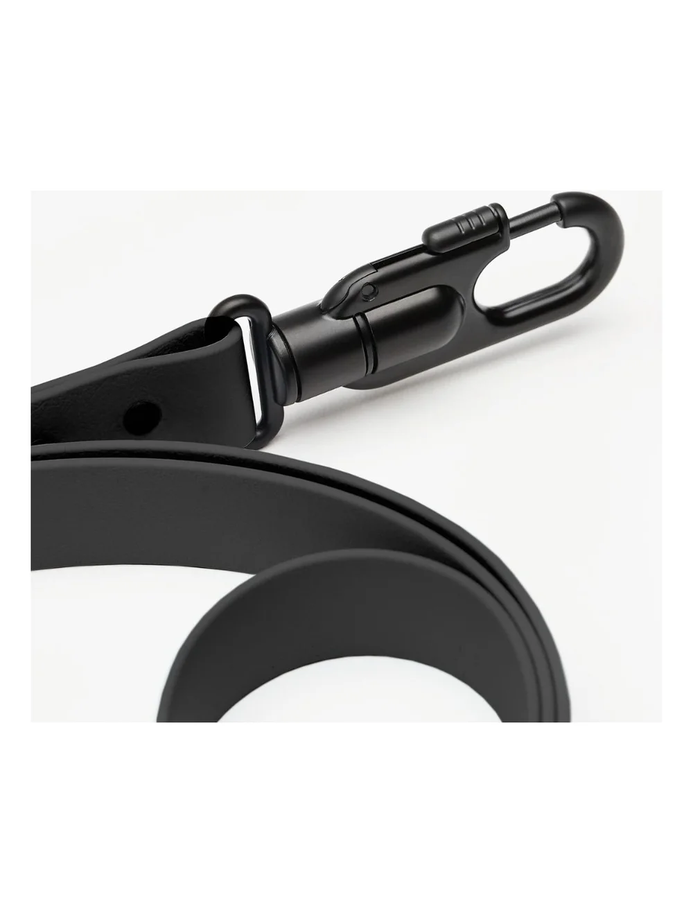 Fable Black Leather Dog Leash with Gunmetal Hardware M